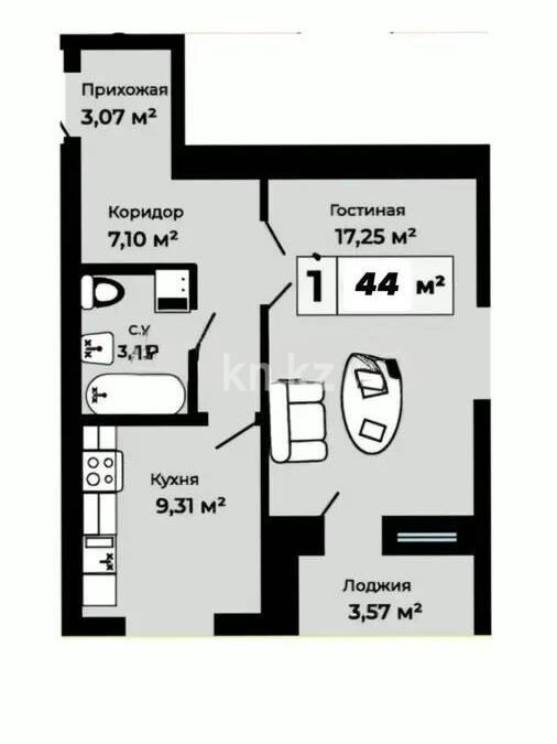 Продажа 2-комнатной квартиры, 44 м² - Продажа двухкомнатных квартир в р-не Сарайшык Астаны - страница 20 фото 1 из 1
