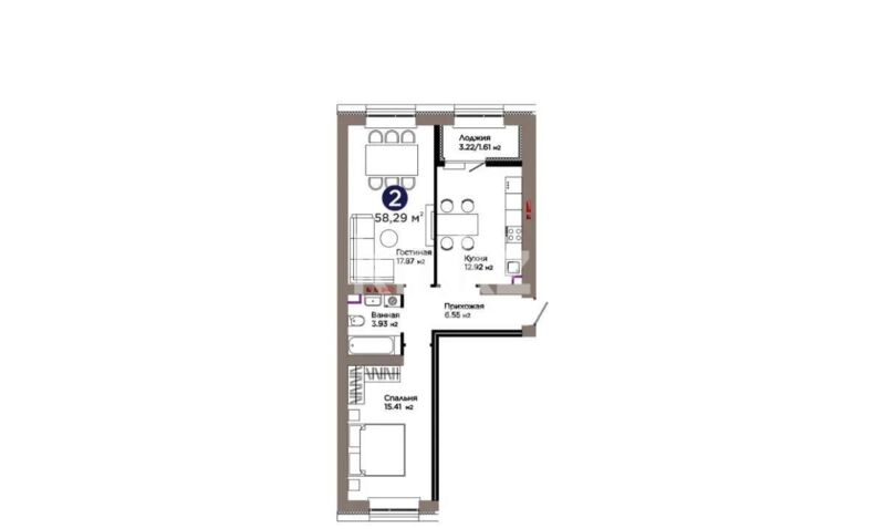 Продажа 2-комнатной квартиры, 58.29 м² - Продажа двухкомнатных квартир в блочном доме в Астане - страница 62 фото 1 из 1