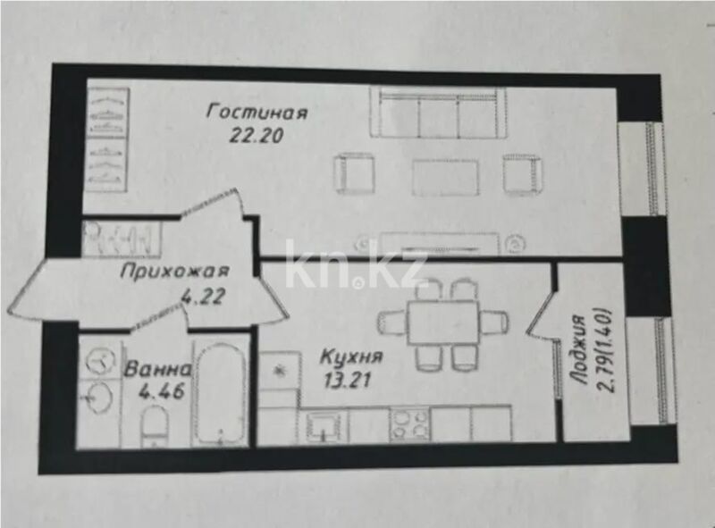 Продажа 1-комнатной квартиры, 45 м² - Продажа однокомнатных квартир в р-не Сарайшык Астаны - страница 6 фото 1 из 1