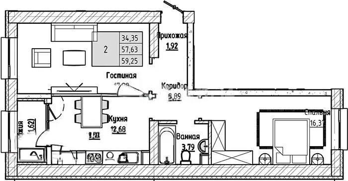 Продажа 2-комнатной квартиры, 60 м² - Продажа двухкомнатных квартир в р-не Нура Астаны - страница 62 фото 1 из 1