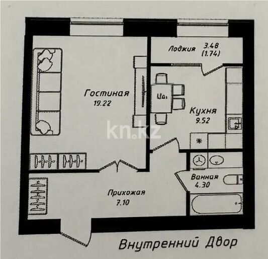 Продажа 1-комнатной квартиры, 42 м² - Продажа однокомнатных квартир в кирпичном доме в Астане фото 1 из 1