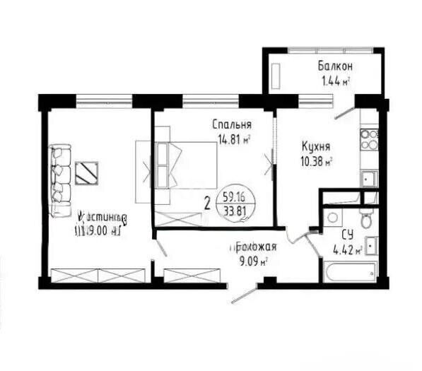 Продажа 2-комнатной квартиры, 60 м² - Продажа недвижимости в Казахстане - страница 23 фото 1 из 1