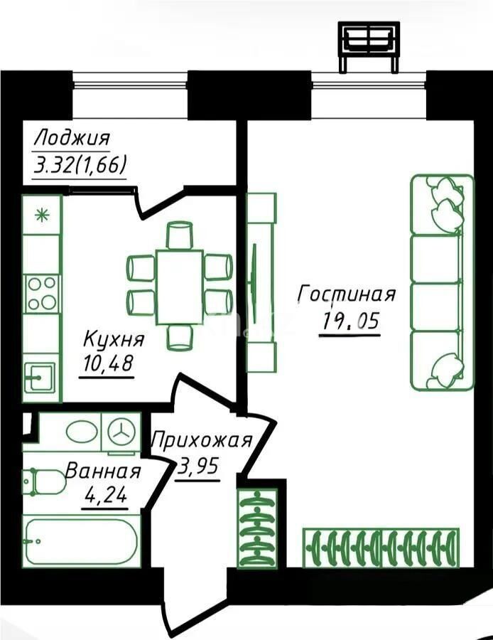 Продажа 2-комнатной квартиры, 43.38 м² - Продажа квартир в кирпичном доме в Астане - страница 3 фото 1 из 1