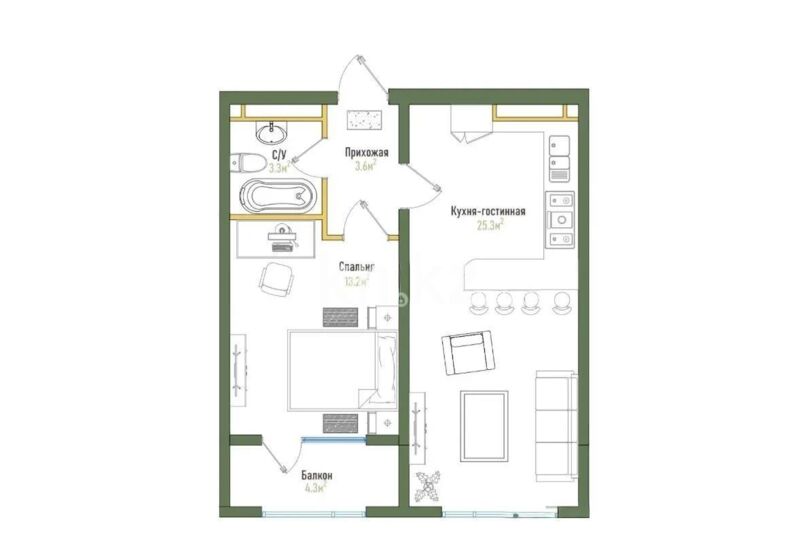 Продажа 2-комнатной квартиры, 53 м² - Продажа квартир в Казахстане - страница 35 фото 1 из 1