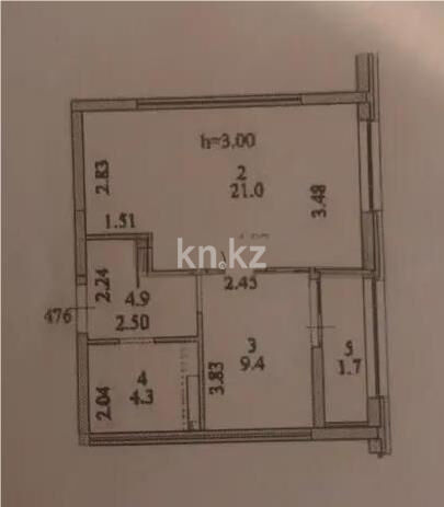 Продажа 1-комнатной квартиры, 41.3 м² - Продажа однокомнатных квартир в блочном доме в Казахстане - страница 55 фото 1 из 1