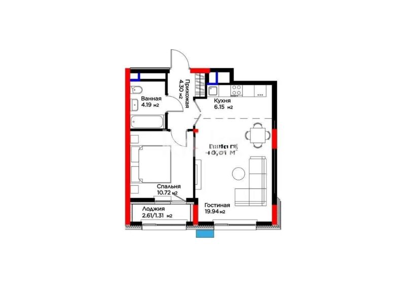 Продажа 2-комнатной квартиры, 46.61 м² - Продажа квартир от собственников в Астане фото 1 из 1