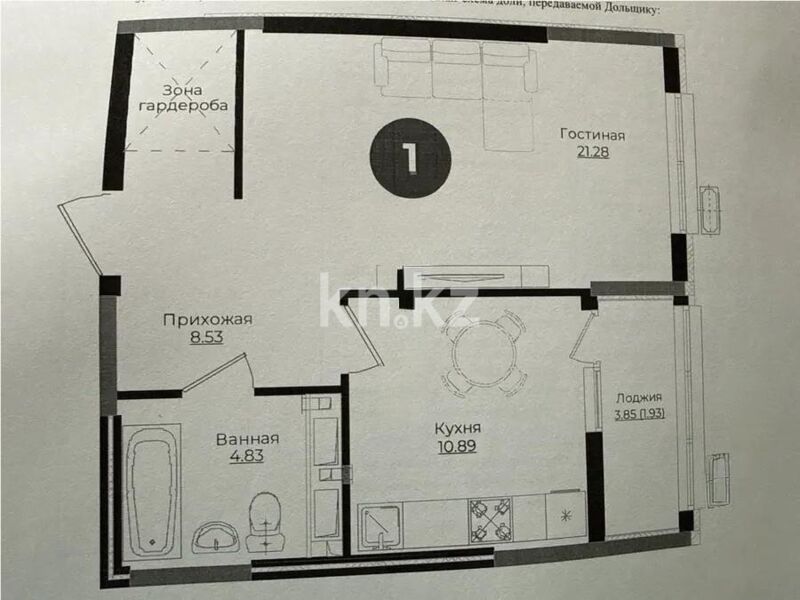Продажа 1-комнатной квартиры, 47.45 м² - Продажа квартир в кирпичном доме в Астане - страница 2 фото 1 из 1