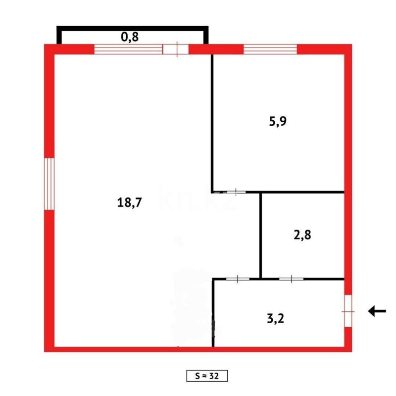 Продажа 1-комнатной квартиры, 32 м² - Продажа квартир в блочном доме в Казахстане - страница 188 фото 10 из 11