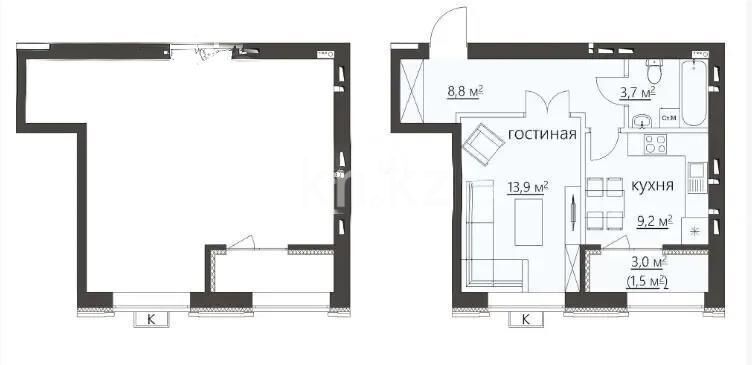 Продажа 1-комнатной квартиры, 38 м² - Продажа квартир в районе Майкудук в Караганде фото 1 из 1