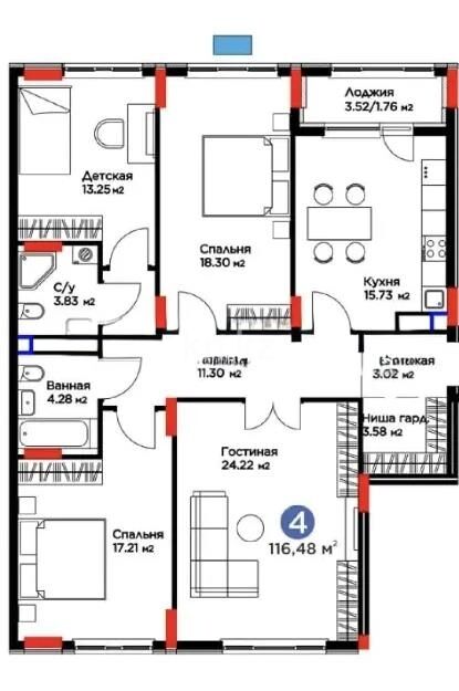 Продажа 4-комнатной квартиры, 117 м² - Продажа четырехкомнатных квартир в монолитно-каркасном доме в Казахстане - страница 14 фото 1 из 1