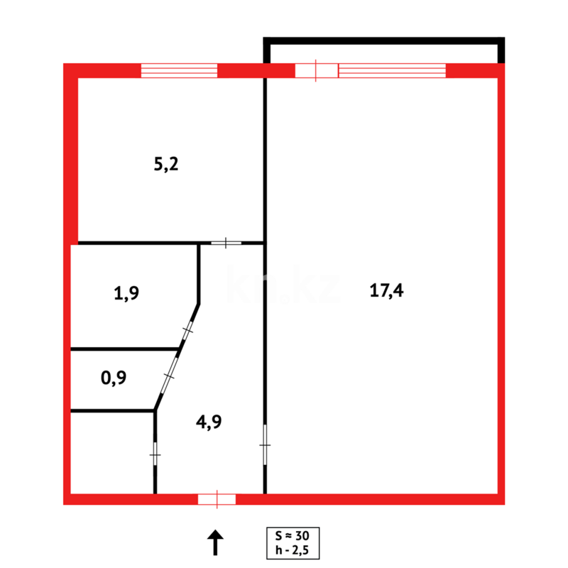 Продажа 1-комнатной квартиры, 31 м² - Продажа однокомнатных квартир в Темиртау - страница 2 фото 7 из 7
