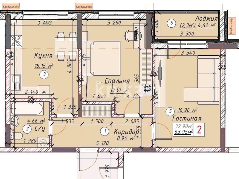 Продажа 2-комнатной квартиры, 64 м² - Недвижимость в Астане - страница 5 фото 2 из 2