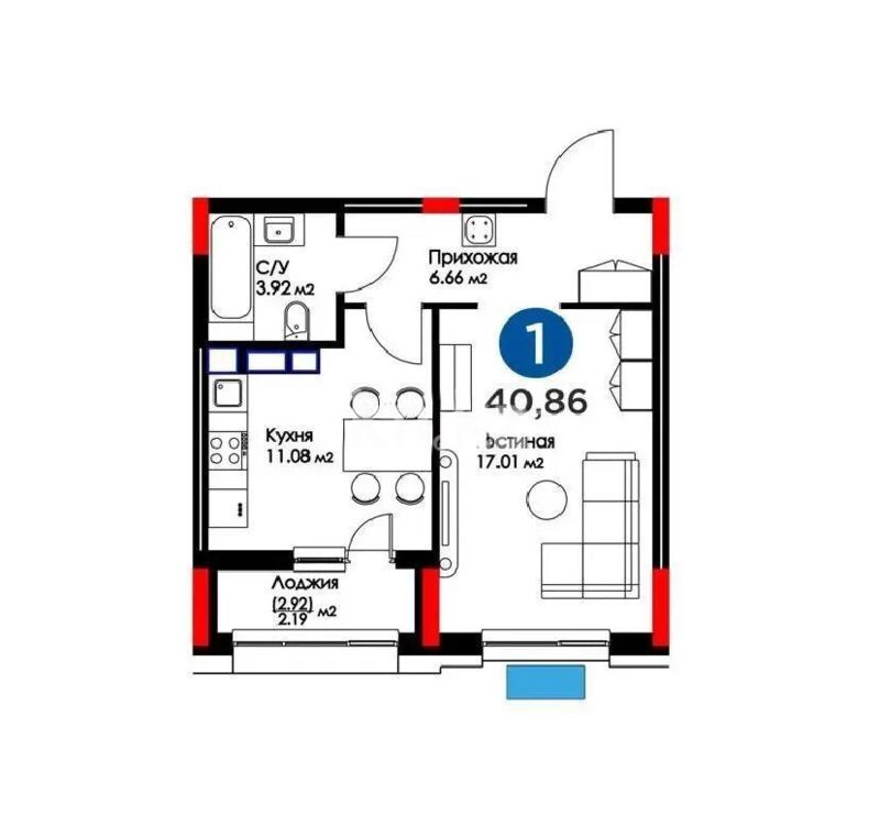 Продажа 1-комнатной квартиры, 40.86 м² - Продажа однокомнатных квартир в монолитно-каркасном доме в Астане - страница 31 фото 5 из 5