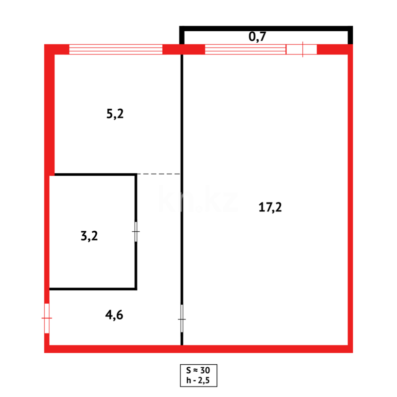 Продажа 1-комнатной квартиры, 31 м² - Продажа однокомнатных квартир в панельном доме в Казахстане - страница 51 фото 8 из 8