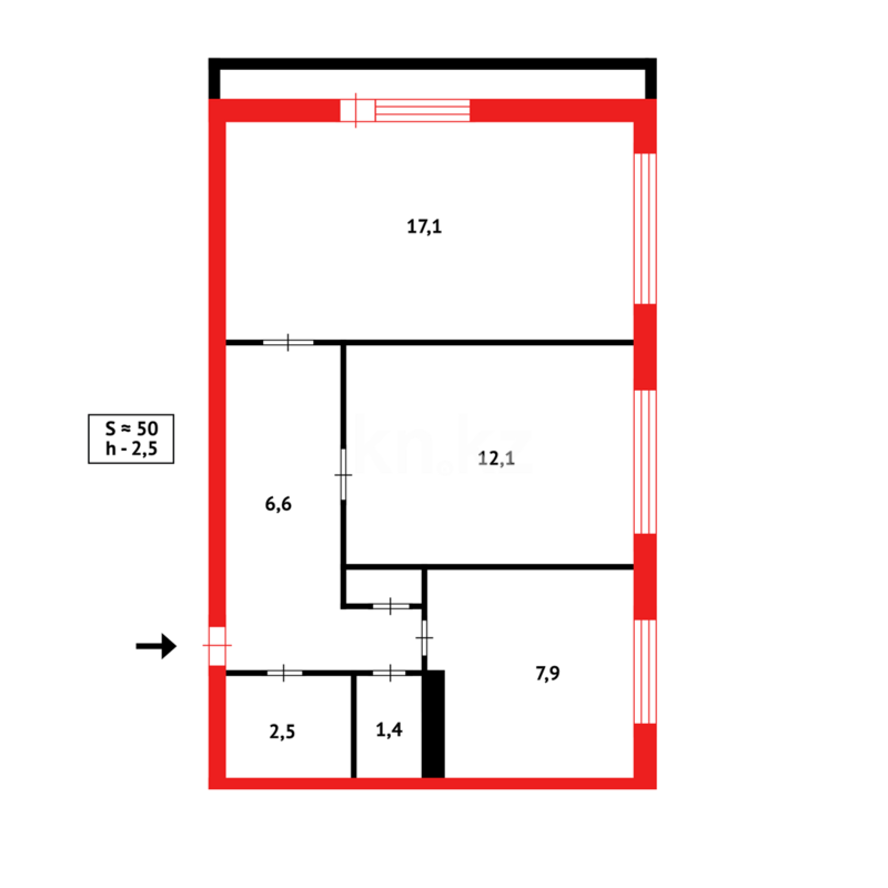Продажа 2-комнатной квартиры, 52 м² - Продажа двухкомнатных квартир в Темиртау - страница 4 фото 16 из 16