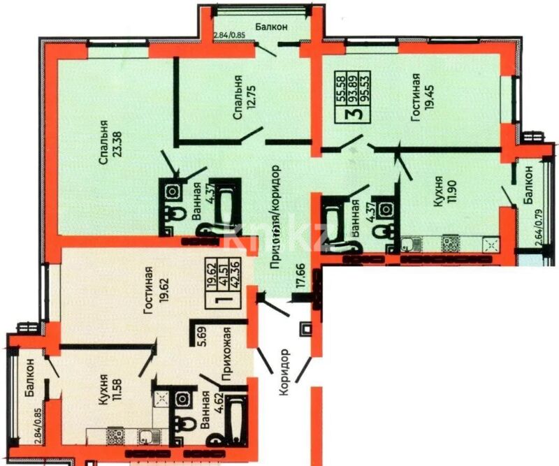 Продажа 4-комнатной квартиры, 138 м² - Продажа четырехкомнатных квартир в кирпичном доме в Казахстане - страница 16 фото 1 из 1