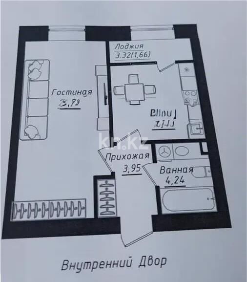 Продажа 1-комнатной квартиры, 41.31 м² - Продажа однокомнатных квартир в р-не Сарайшык Астаны - страница 23 фото 1 из 1