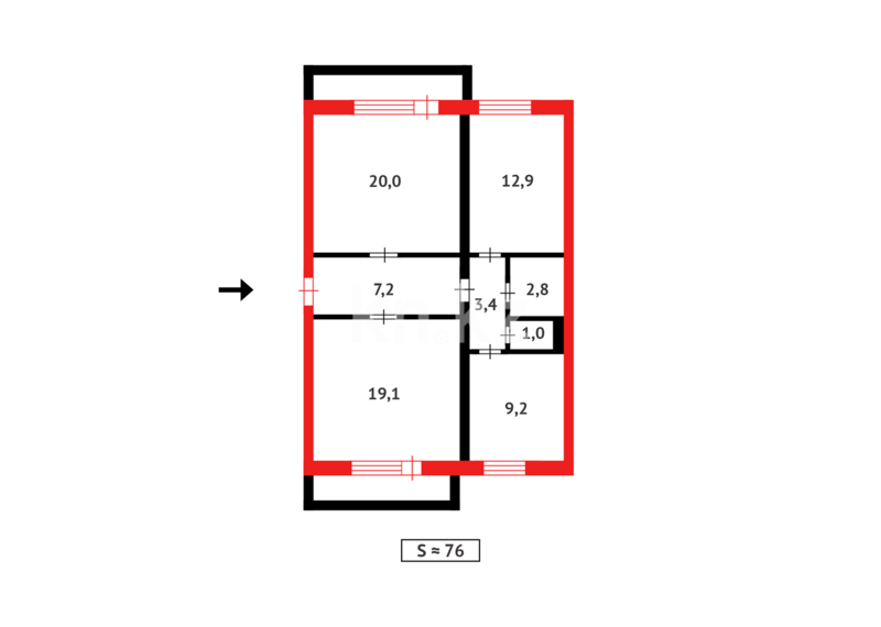 Продажа 3-комнатной квартиры, 75 м² - Продажа трехкомнатных квартир в панельном доме в Абае фото 4 из 4