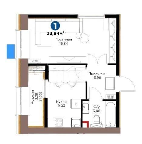 Продажа 1-комнатной квартиры, 34 м² - Продажа квартир в Астане фото 1 из 1