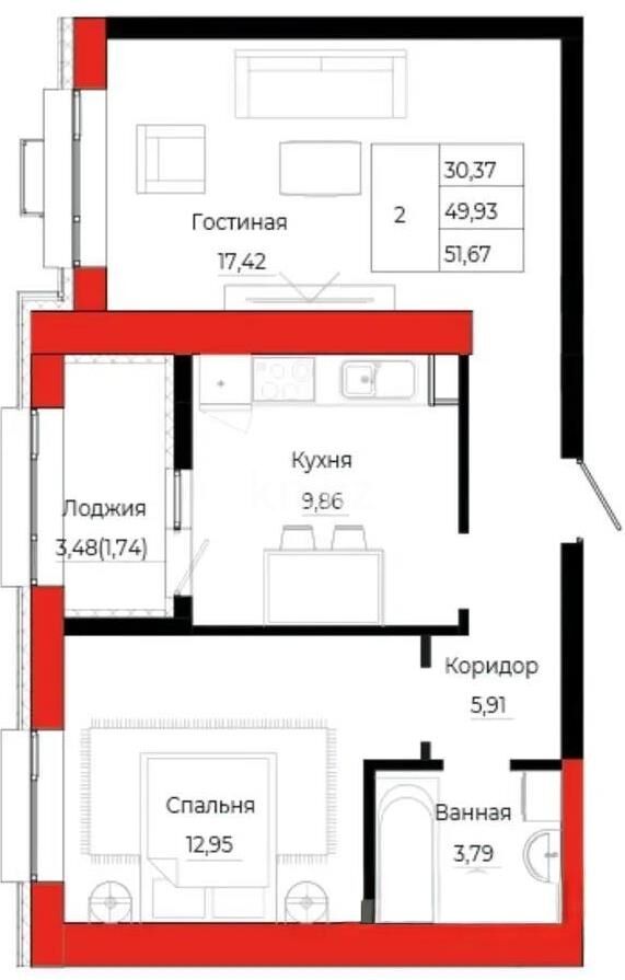 Продажа 2-комнатной квартиры, 52 м² - Продажа двухкомнатных квартир в р-не Нура Астаны - страница 58 фото 1 из 1