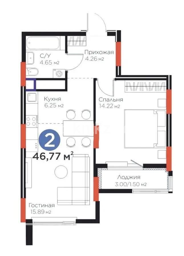 Продажа 2-комнатной квартиры, 47 м² - Продажа недвижимости в Казахстане - страница 4 фото 1 из 1