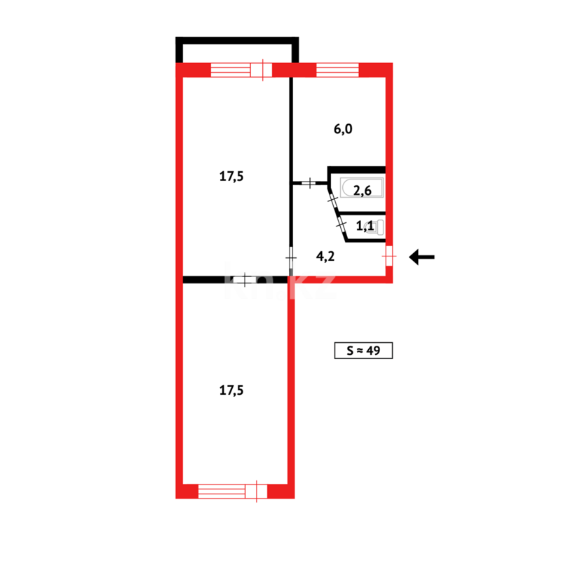 Продажа 2-комнатной квартиры, 48 м² - Продажа двухкомнатных квартир в Городе Караганды - страница 8 фото 8 из 8