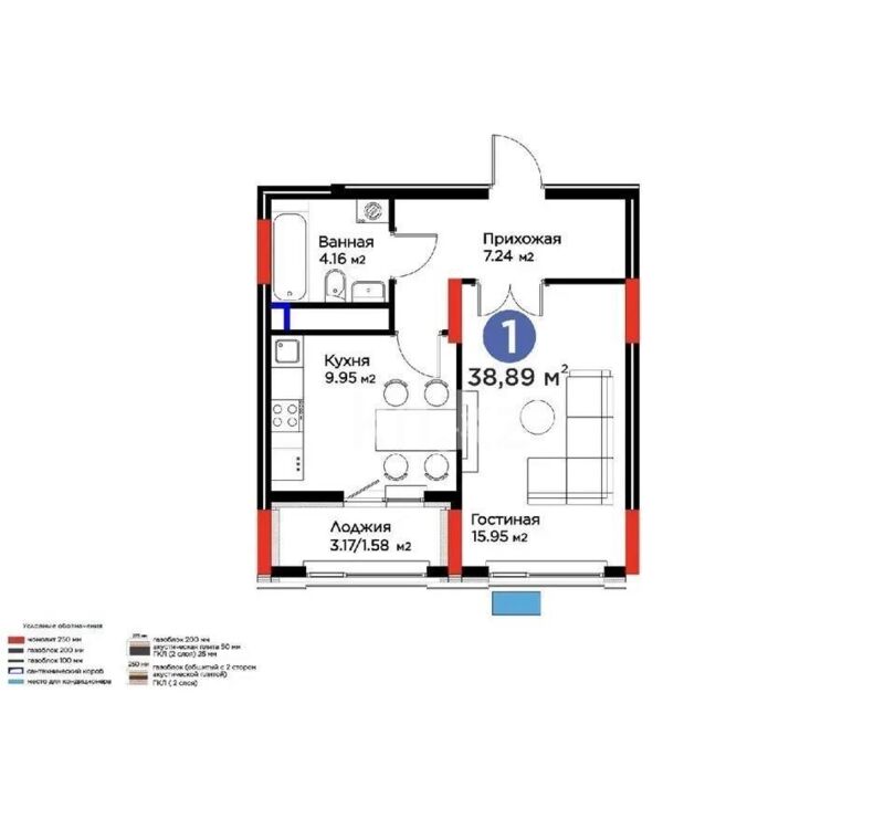 Продажа 1-комнатной квартиры, 39 м² - Продажа квартир в монолитно-каркасном доме в Казахстане - страница 23 фото 5 из 5