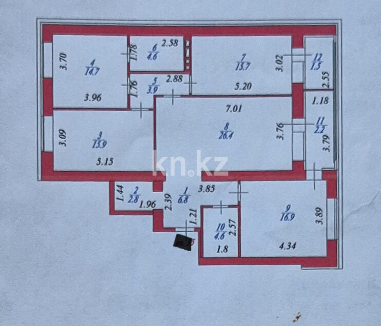 Продажа 4-комнатной квартиры, 116 м² - Продажа квартир в кирпичном доме в Казахстане - страница 4 фото 9 из 9