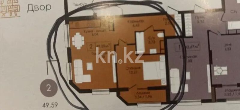 Продажа 2-комнатной квартиры, 50 м² - Продажа двухкомнатных квартир в кирпичном доме в Астане - страница 38 фото 3 из 3