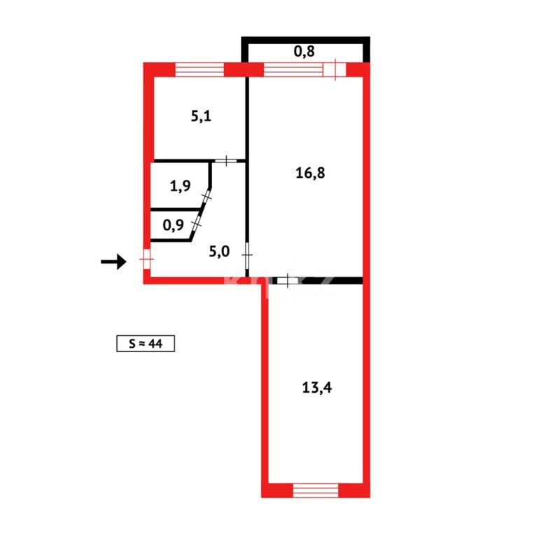 Продажа 2-комнатной квартиры, 44 м² - Продажа квартир в панельном доме в Казахстане - страница 208 фото 11 из 11
