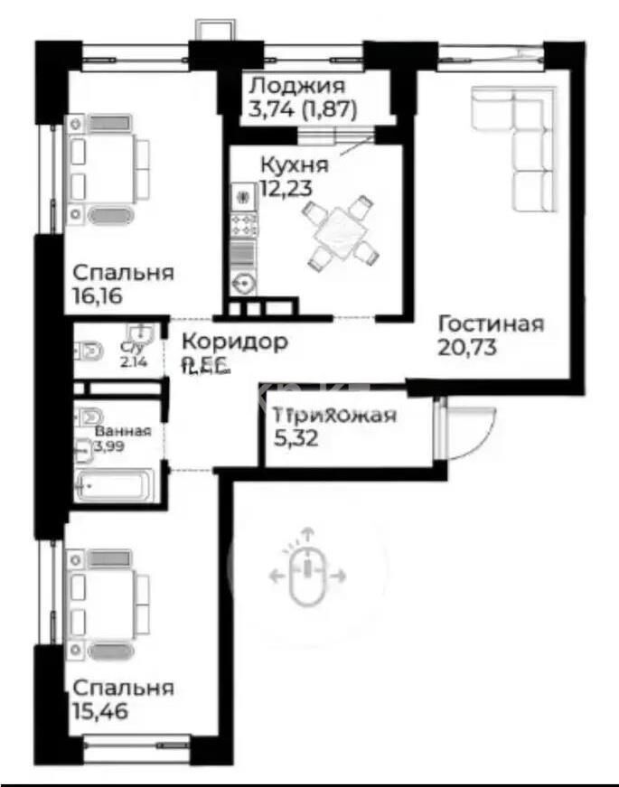 Продажа 3-комнатной квартиры, 86.7 м² - Продажа трехкомнатных квартир в блочном доме в Казахстане - страница 34 фото 3 из 3