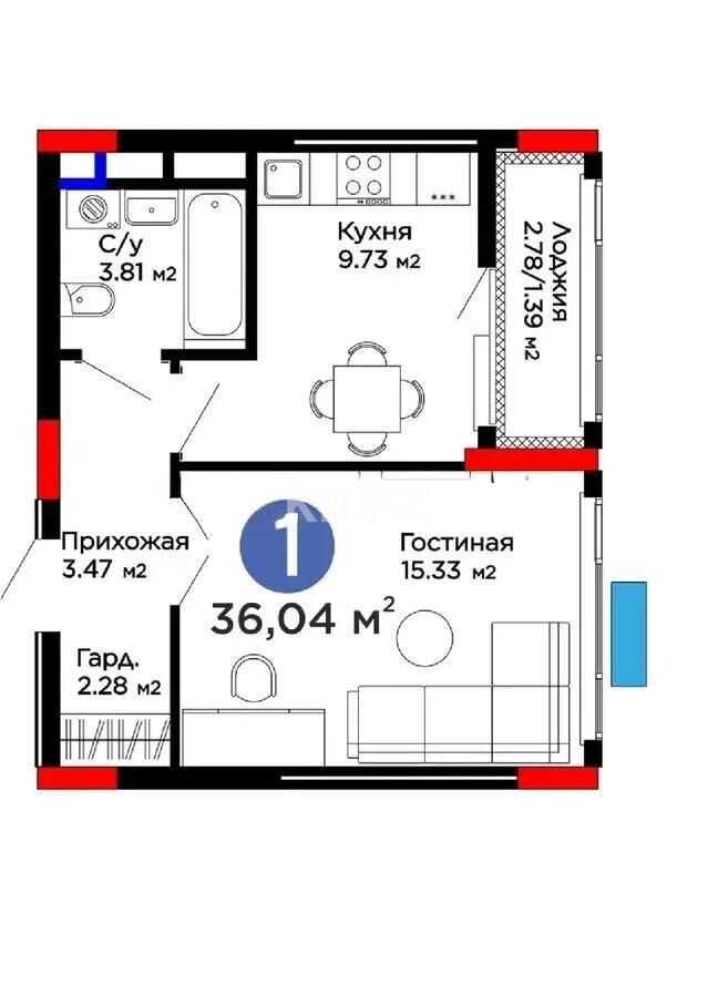 Продажа 1-комнатной квартиры, 36 м² - Продажа квартир в Казахстане - страница 47 фото 1 из 1