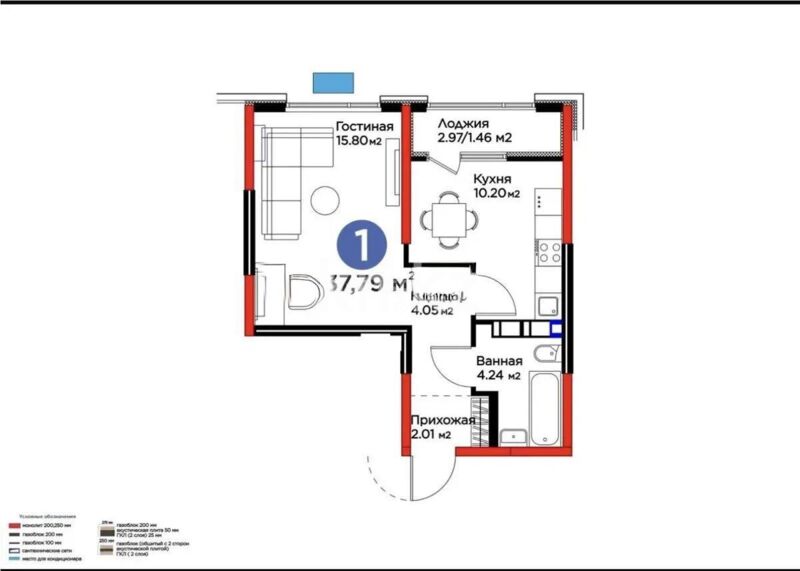 Продажа 2-комнатной квартиры, 37.79 м² - Продажа двухкомнатных квартир от собственников в Казахстане фото 1 из 1