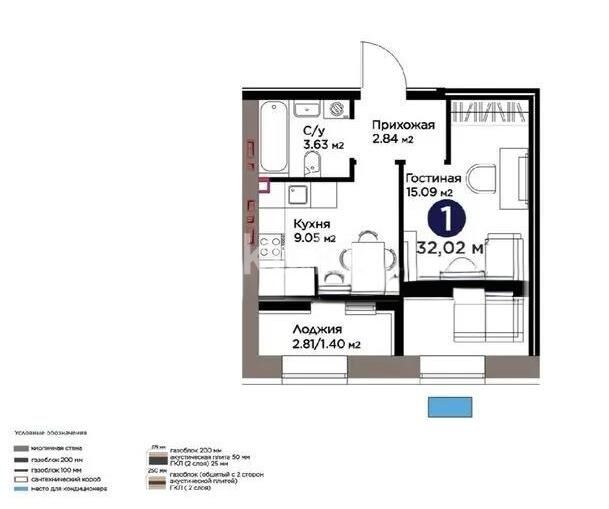 Продажа 1-комнатной квартиры, 32 м² - Продажа однокомнатных квартир в блочном доме в Казахстане - страница 47 фото 1 из 1