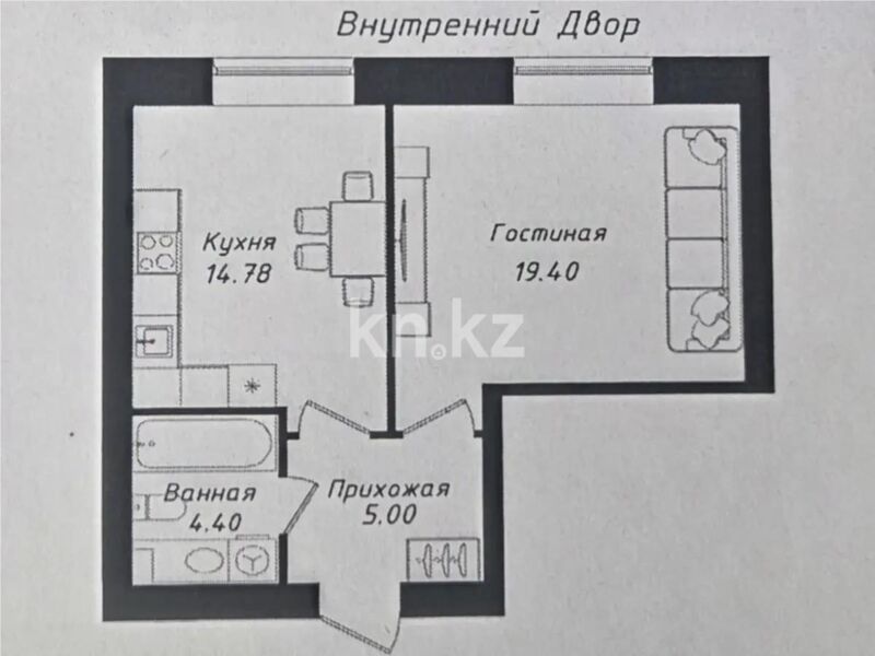 Продажа 1-комнатной квартиры, 43.58 м² - Продажа однокомнатных квартир в р-не Нура Астаны - страница 19 фото 1 из 1