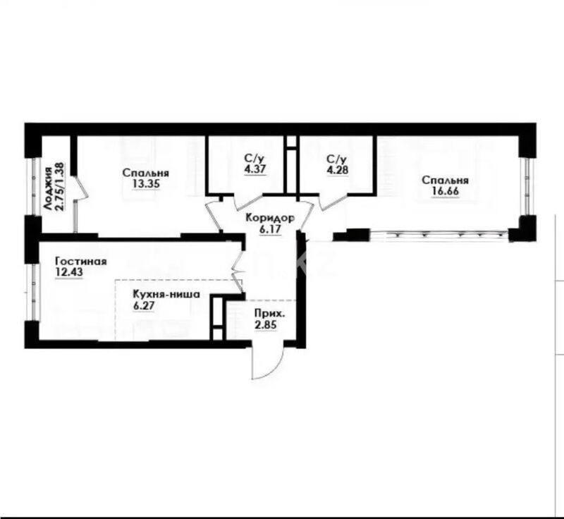 Продажа 3-комнатной квартиры, 67 м² - Продажа трехкомнатных квартир в Алмалинском р-не Алматы - страница 5 фото 1 из 1