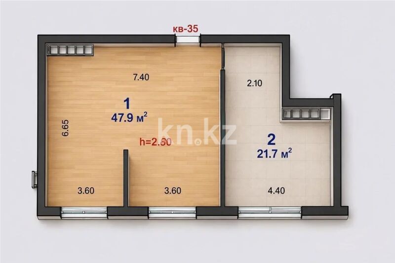 Продажа 3-комнатной квартиры, 69.6 м² - Продажа трехкомнатных квартир в Турксибском р-не Алматы - страница 3 фото 1 из 1