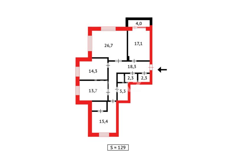 Продажа 4-комнатной квартиры, 129 м² - Продажа четырехкомнатных квартир в Караганде фото 1 из 1