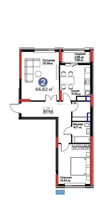 Продажа 2-комнатной квартиры, 67 м² - Продажа квартир от собственников в Астане фото 1 из 1