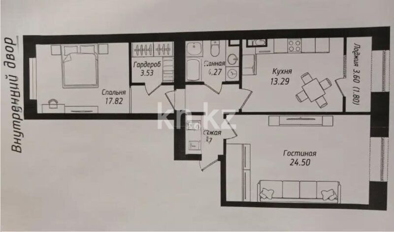 Продажа 2-комнатной квартиры, 71.08 м² - Продажа квартир в блочном доме в Астане фото 1 из 1