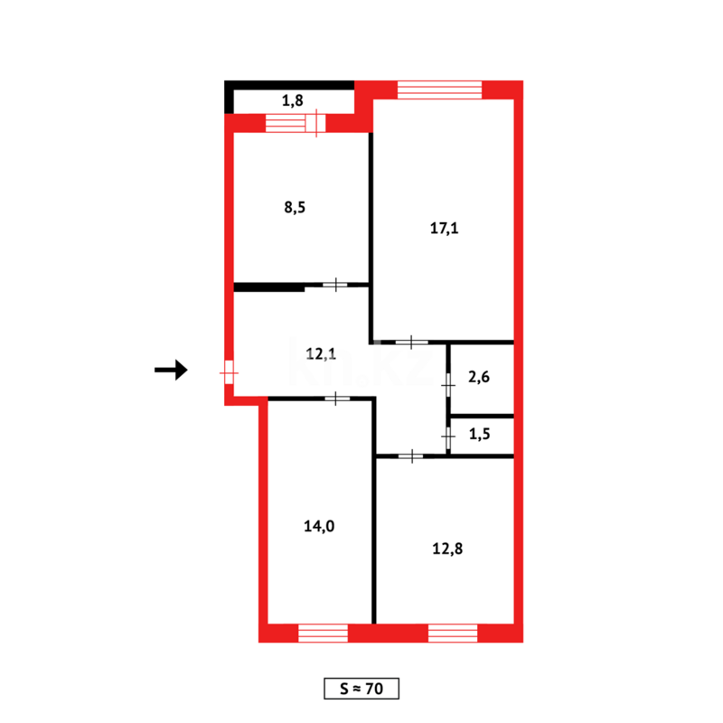 Продажа 3-комнатной квартиры, 70 м² - Продажа трехкомнатных квартир в Темиртау - страница 8 фото 16 из 16
