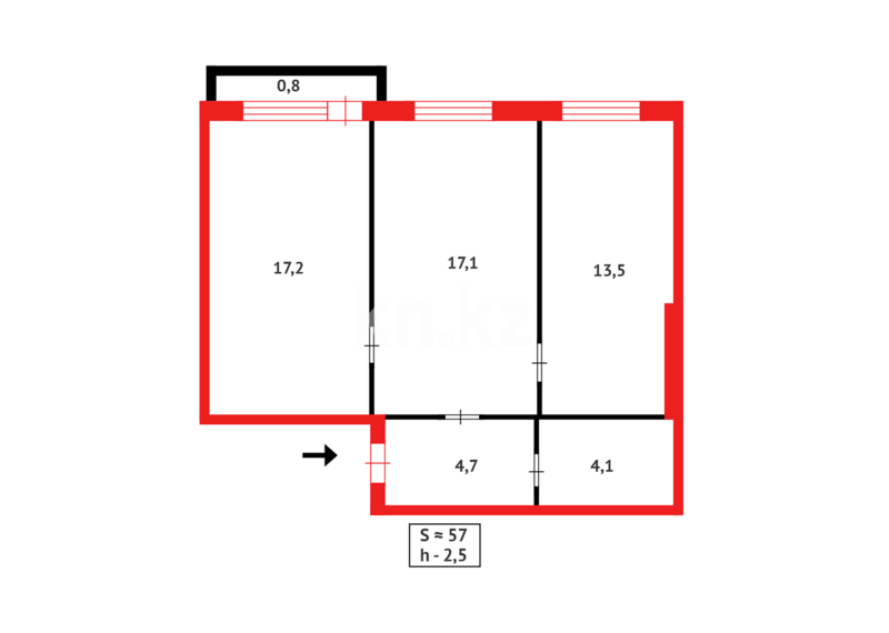 Продажа 2-комнатной квартиры, 57 м² - Продажа двухкомнатных квартир в панельном доме в Караганде - страница 20 фото 13 из 13