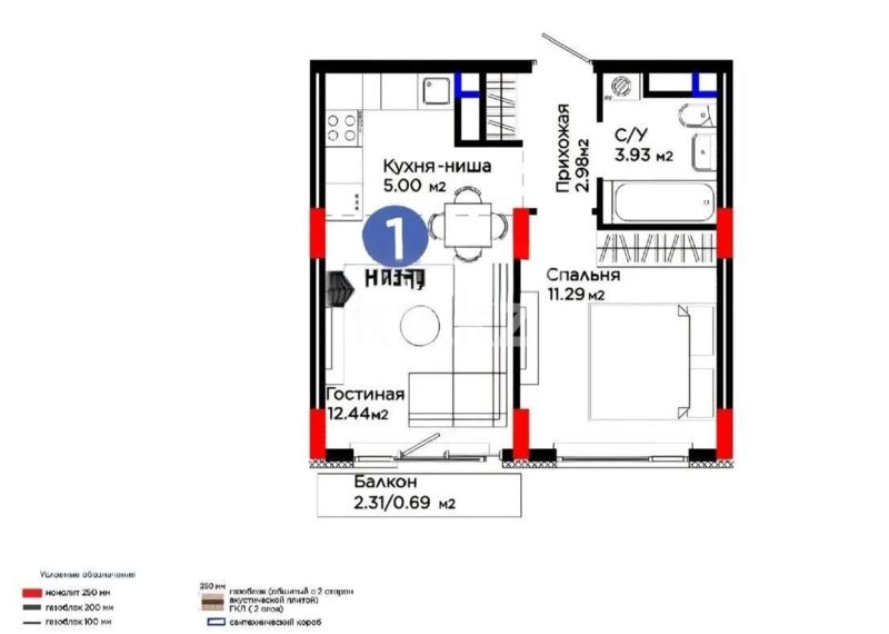 Продажа 2-комнатной квартиры, 37 м² - Продажа двухкомнатных квартир в монолитно-каркасном доме в Казахстане - страница 30 фото 1 из 1