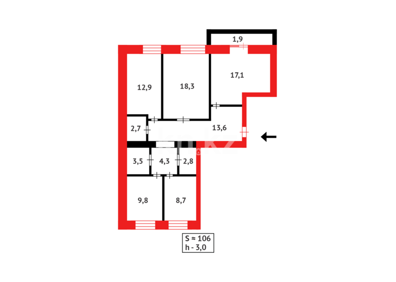 Продажа 4-комнатной квартиры, 106 м² - Продажа четырехкомнатных квартир в Караганде - страница 3 фото 31 из 31