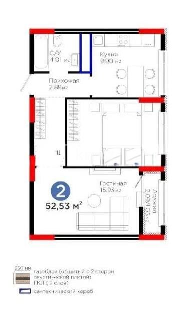 Продажа 2-комнатной квартиры, 52.53 м² - Продажа квартир в монолитно-каркасном доме в Астане - страница 133 фото 1 из 1