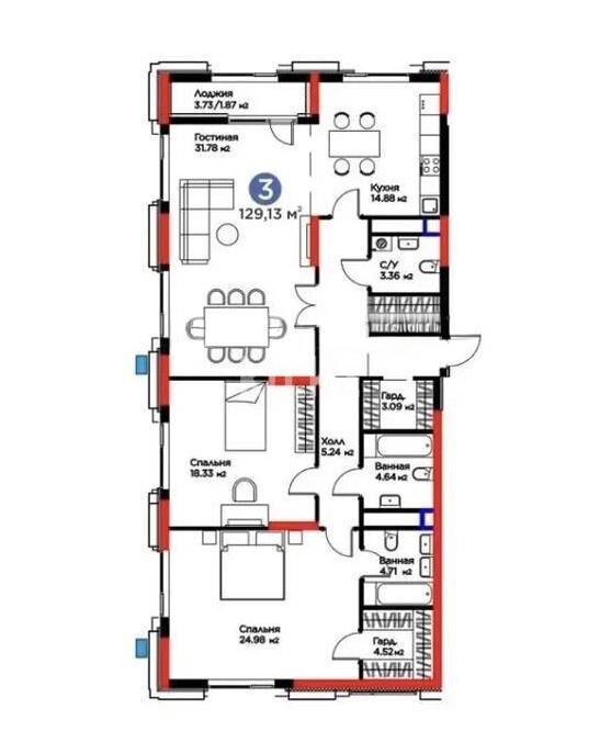 Продажа 3-комнатной квартиры, 130 м² - Продажа квартир в Казахстане - страница 77 фото 1 из 1