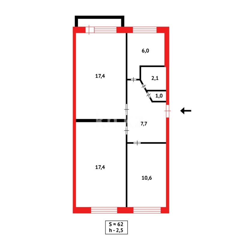 Продажа 3-комнатной квартиры, 62 м² - Продажа квартир в Балхаше фото 7 из 7