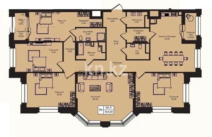 Продажа 5-комнатной квартиры, 165 м² - Продажа квартир в кирпичном доме в Астане - страница 42 фото 1 из 1