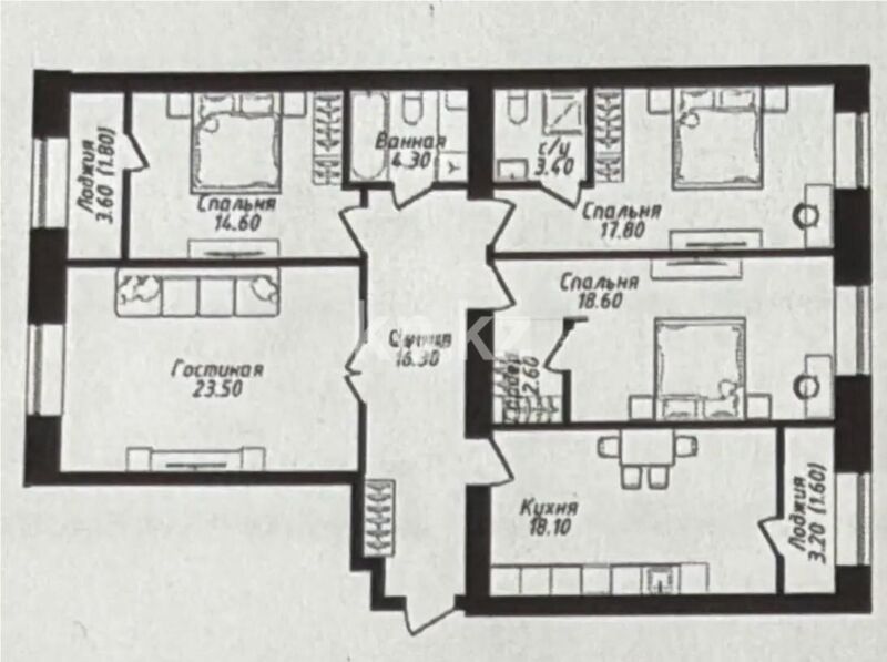 Продажа 4-комнатной квартиры, 123 м² - Продажа четырехкомнатных квартир от собственников в Астане - страница 3 фото 1 из 1