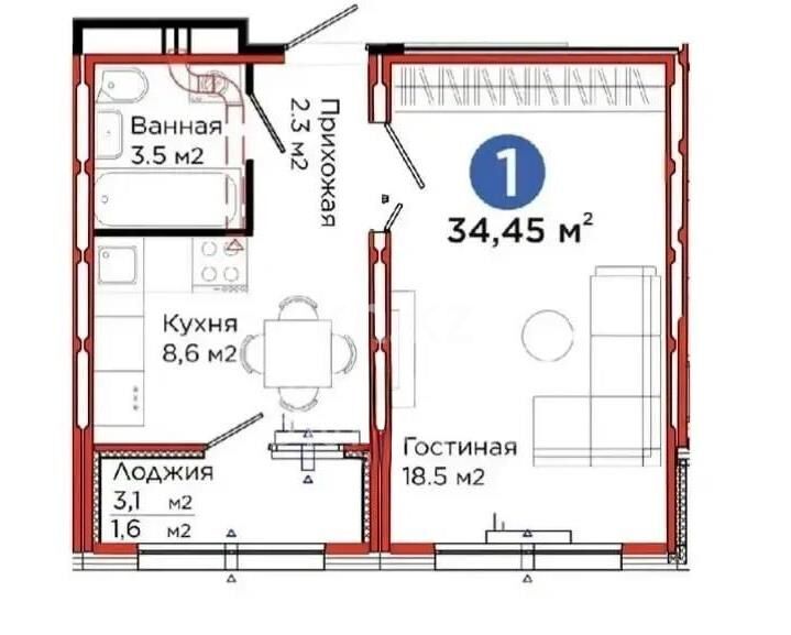 Продажа 1-комнатной квартиры, 35 м² - Продажа однокомнатных квартир в блочном доме в Астане фото 3 из 3